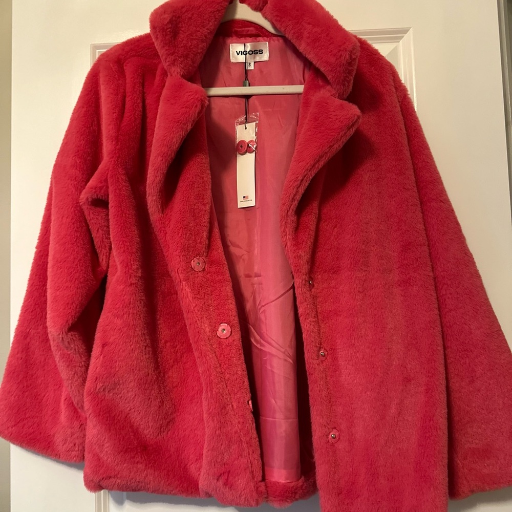 Vigoss Women's Bold Pink Teddy Jacket
